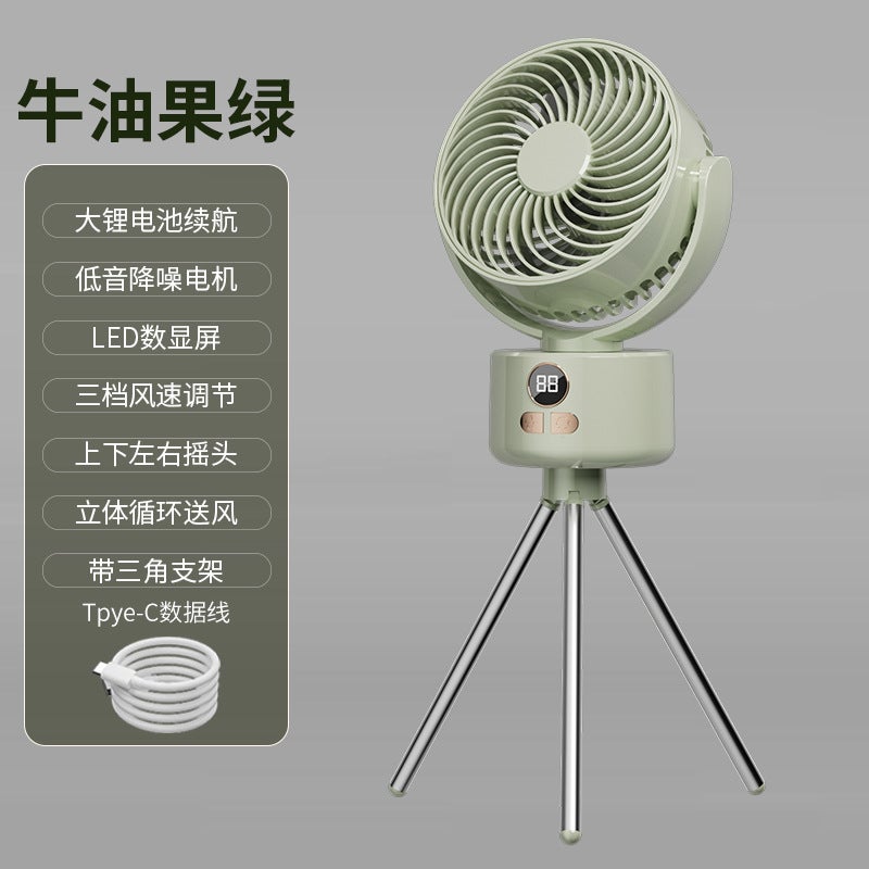 Outdoor Camping Style Fan Mini Small Portable Usb Charging Tent With Light Ceiling Fan Strong Wind Fishing 3 Tripod - Image 1